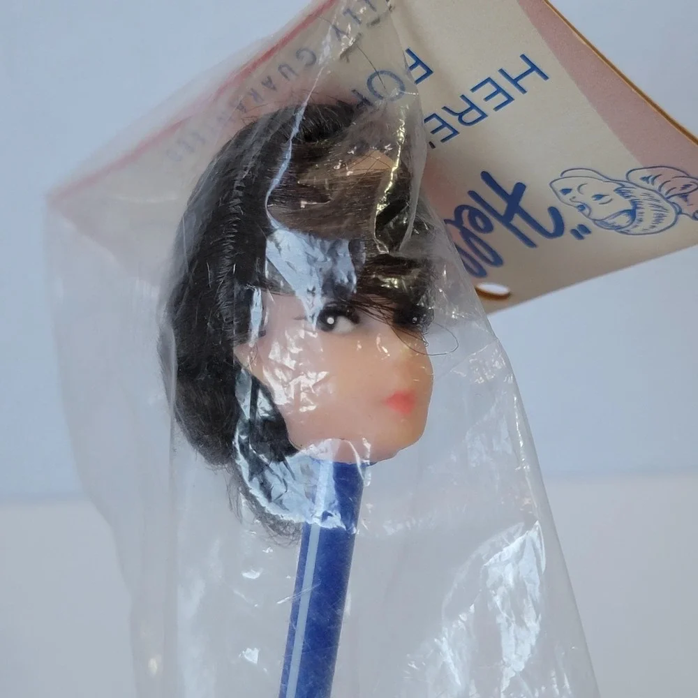 VTG Hello Dolly Novelty Doll Head Pen Original Packaging Mid-Century Kitsch